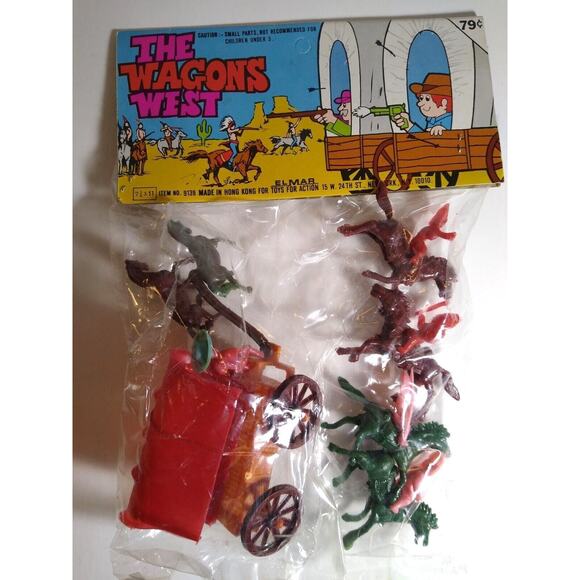 The Wagons West Plastic Toy Play Set Horses StageCoach Sealed Hong Kong 1970's - Picture 5 of 5